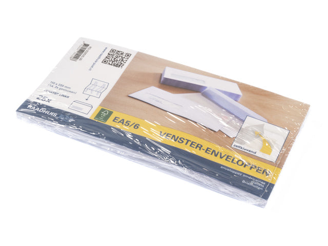 Dienstenvelop venster links Raadhuis 110x220mm DL (EA5/6) met plakstrip krimp a 25 stuks