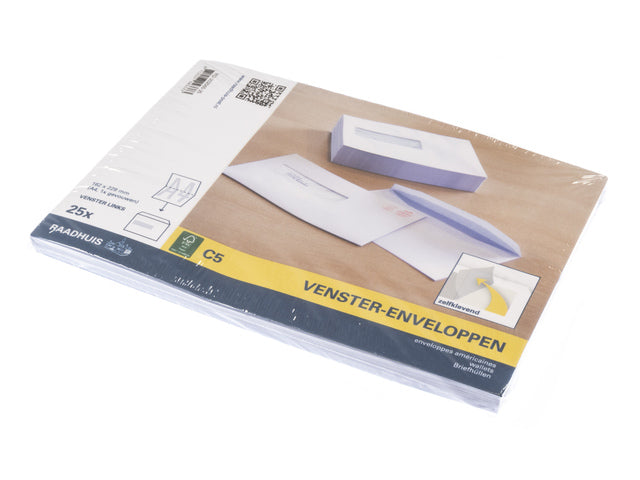 Envelop Raadhuis 162x229 C5 VL dienst plakstrip wit 80gr 25 stuks
