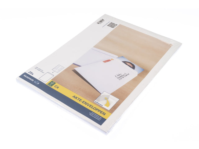 Envelop Raadhuis 229x324 C4 akte plakstrip wit 120gr 25 stuks