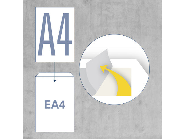 Akte envelop met venster Raadhuis 220x312mm C4 wit met plakstrip doos a 250 stuks