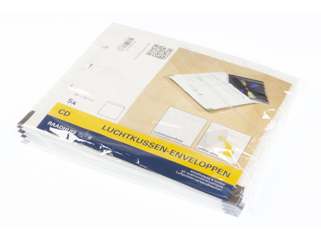 Luchtkussenenvelop Raadhuis 180x165mm CD met plakstrip krimp a 5 stuks