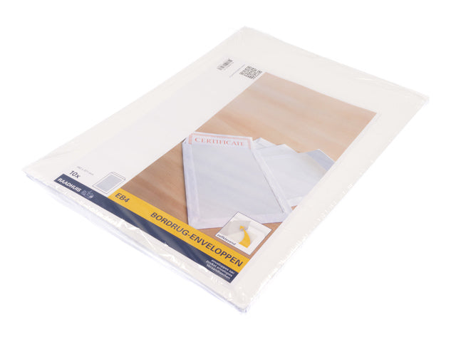 Bordrugenvelop Raadhuis 262x371mm EB4 wit met plakstrip krimp a 10 stuks