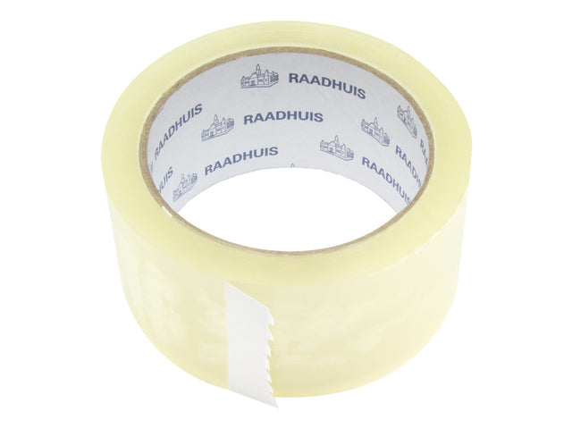 Verpakkingstape Raadhuis PP 48mmx66m transparant low noise