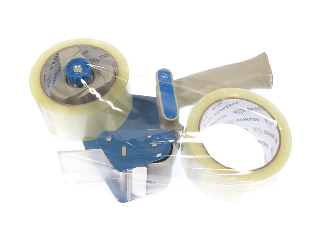 Tape dispenser Raadhuis met 2 rollen transparant PP tape 48mmx66m low noise