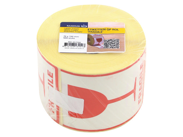 Etiket Raadhuis 74x105mm 500 stuks glas/breekbaar