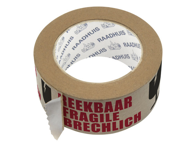 Verpakkingstape ECO Raadhuis 50mm x 50m papier breekbaar