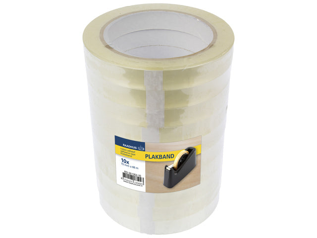 Plakband Raadhuis 15mm x 66m PP transparant krimp a 10 rol