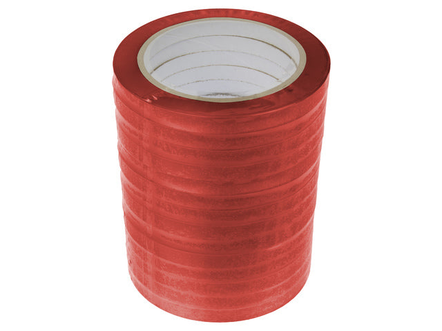Zakkensluittape Raadhuis 9mm x 66m PVC rood krimp a 16 rol