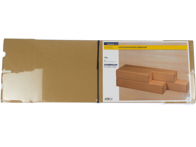 Verzendkoker Raadhuis vierkant A2 435x105x105mm krimp a 10 binnenmaat bruin