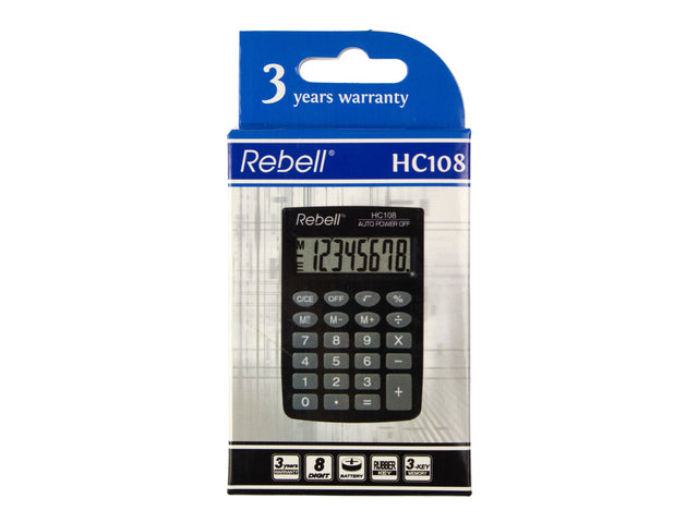 Rechner Rebell HC108 BX schwarz hand 8-stellig