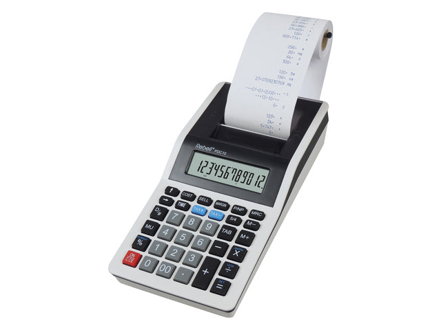 Calculator Rebell-PDC10-WB wit-zwart print