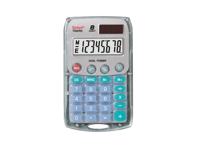 Calculator Rebell STARLET transparant hand 8 digit