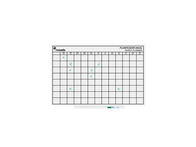 Whiteboard Rocada Skinplanner maanden 75x115cm wit gelakt