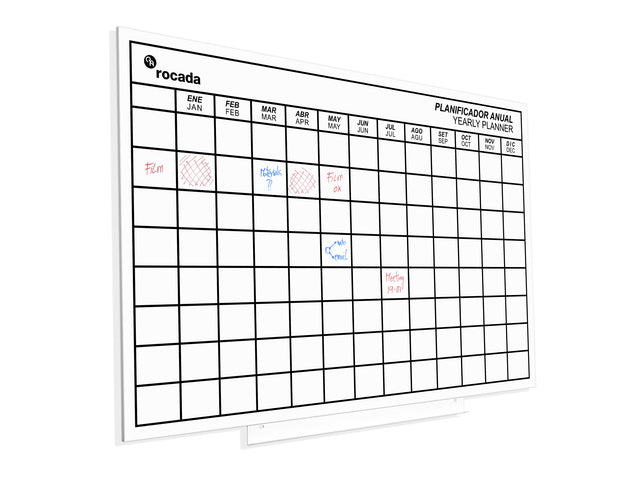 Whiteboard Rocada Skinplanner maanden 75x115cm wit gelakt