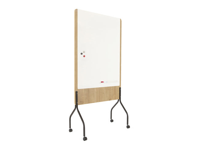 Whiteboard Rocada Naturel 100x120cm wit mobiel 2-zijdig melamine magnetisch