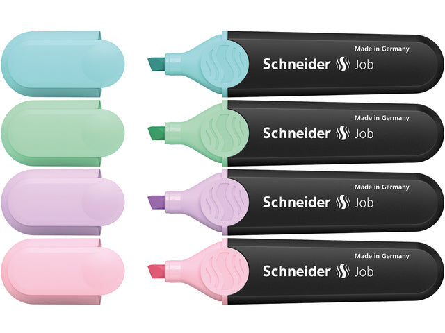 Tekstmarker Schneider Job pastel kleur ass. etui a 4st.