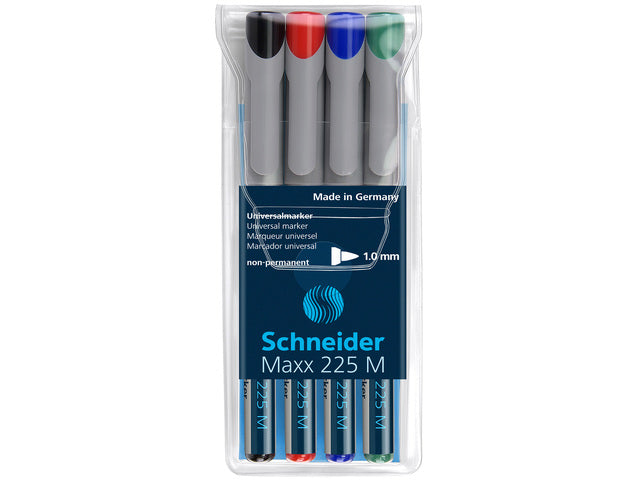 Universele marker Schneider Maxx 225 M non-permanent etui a 4 stuks