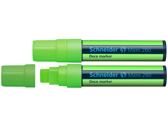 krijtmarker Schneider Maxx 260 fluorgroen. Set van 2 stuks