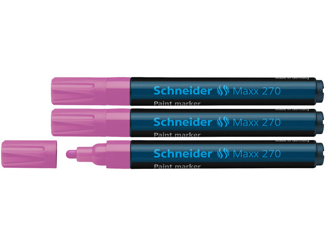 lakmarker Schneider Maxx 270 1-3 mm roze. Set á 3x