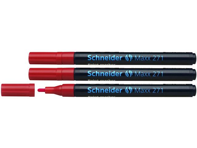 lakmarker Schneider Maxx 271 1-2 mm rood. Set á 3x