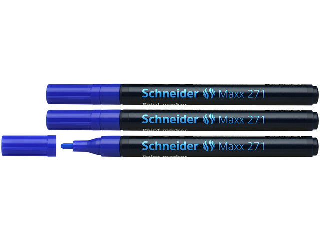 lakmarker Schneider Maxx 271 1-2 mm blauw. Set á 3x