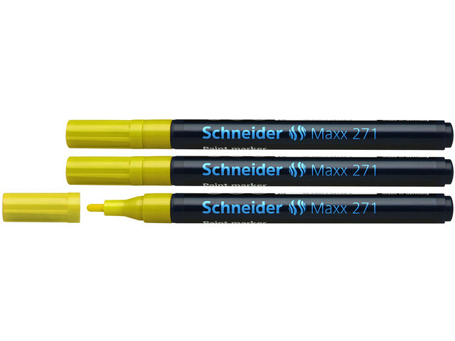 lakmarker Schneider Maxx 271 1-2 mm geel. Set á 3x