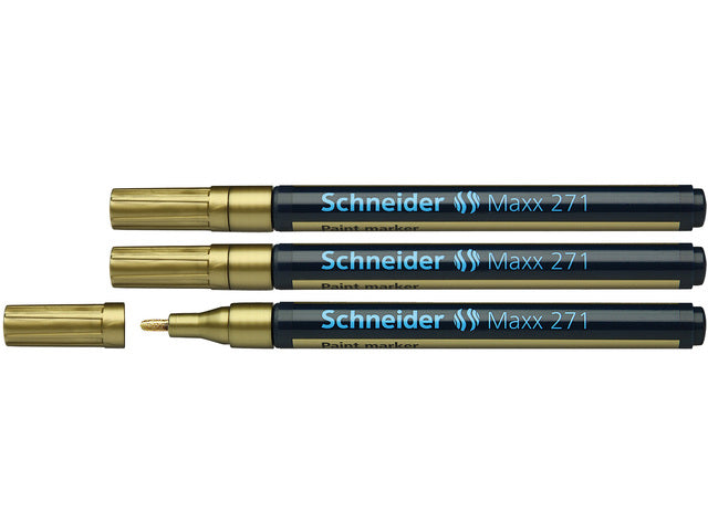 lakmarker Schneider Maxx 271 1-2 mm goud. Set á 3x