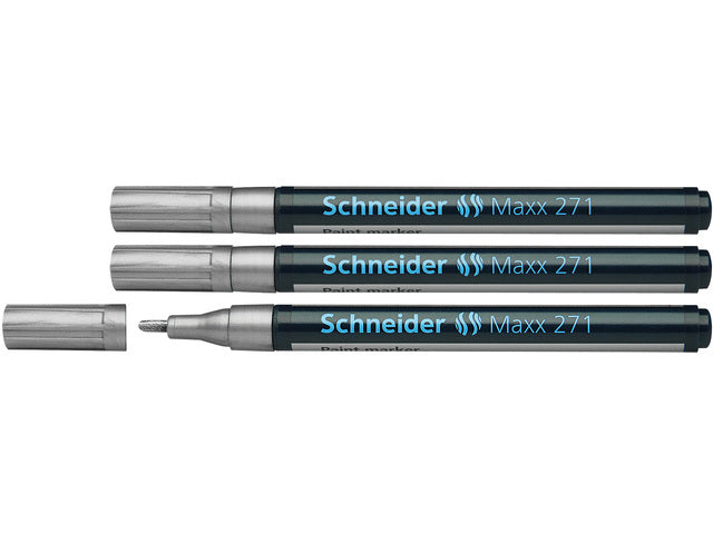 lakmarker Schneider Maxx 271 1-2 mm zilver. Set á 3x