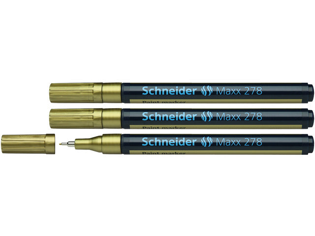 lakmarker Schneider Maxx 278 0,8mm goud. Set á 3x