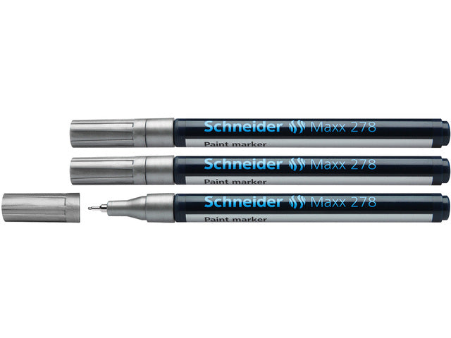 lakmarker Schneider Maxx 278 0,8mm zilver. Set á 3x