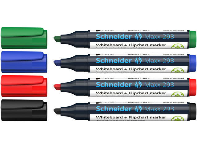 Boardmarker Schneider Maxx 293 beitelpunt 2-5 mm etui à 4 stuks