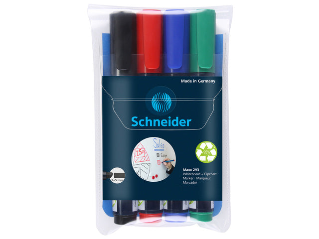 Boardmarker Schneider Maxx 293 beitelpunt 2-5 mm etui à 4 stuks
