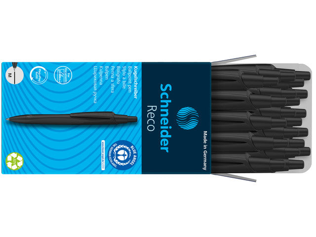 Balpen Schneider Reco zwart, schrijfkleur: zwart