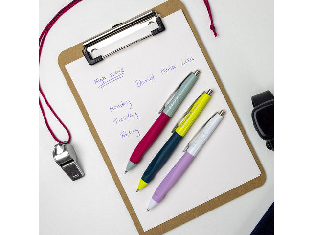 Balpen Schneider Haptify saliegrijs-magenta