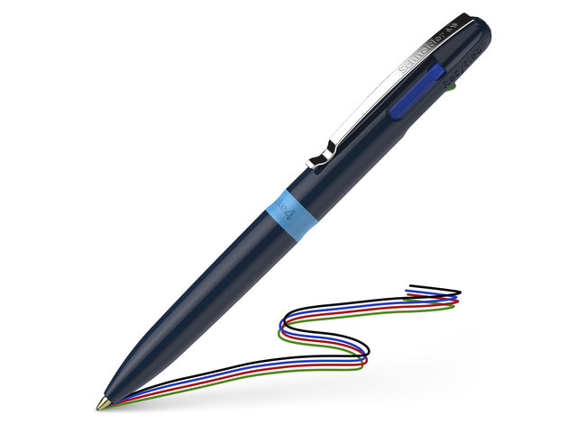Balpen Schneider Nimm 4 donkerblauw/ lichtblauw