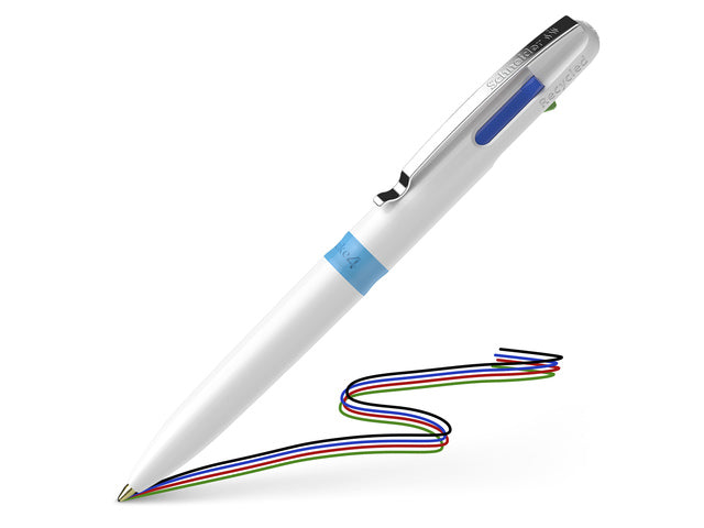 Balpen Schneider Take 4 wit/licht blauw