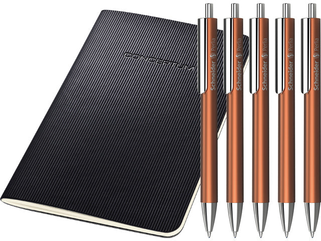 Kugelschreiber Schneider Perlia brons XB 5 Stück + kostenloses Notizbuch A6