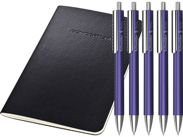 Kugelschreiber Schneider Perlia violett XB 5 Stück + kostenloses Benachrichtigungsbuch A6