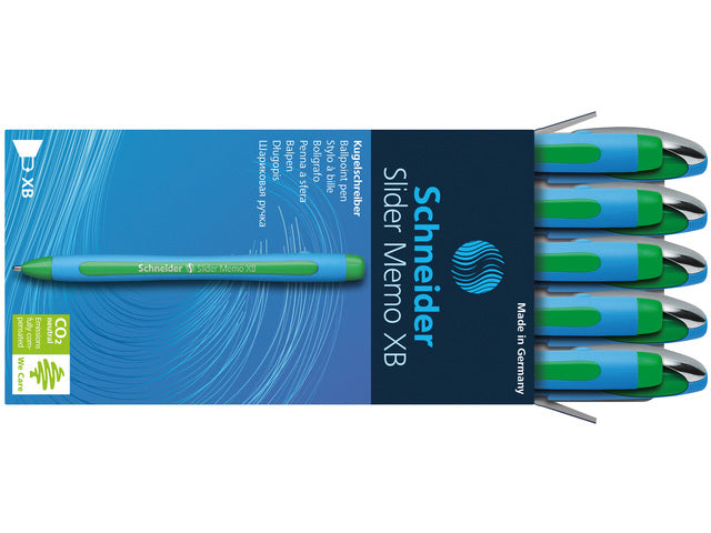 Balpen Schneider Slider Memo XB 1,4mm kogelbreedte groen