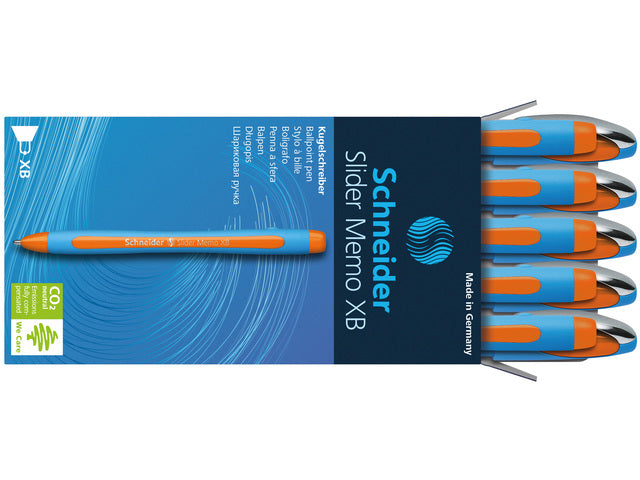 Balpen Schneider Slider Memo XB 1,4mm kogelbreedte oranje