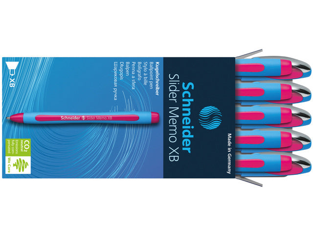 Balpen Schneider Slider Memo XB 1,4mm kogelbreedte roze