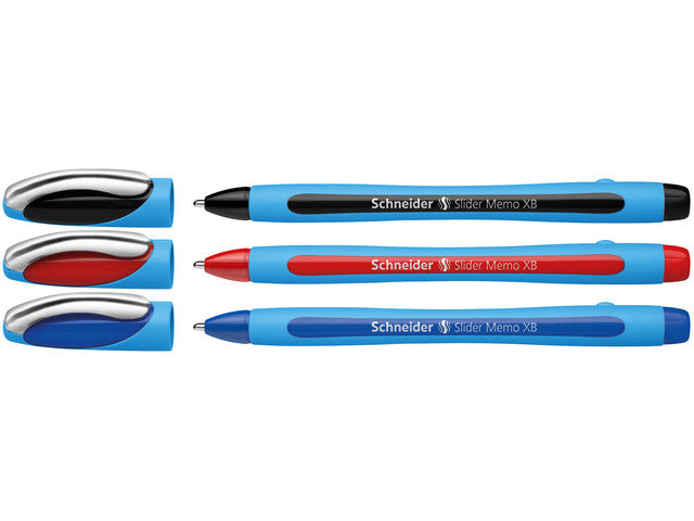 Balpen Schneider Slider Memo XB 1,4 mm kogelfarben, Etui mit 3 Stück