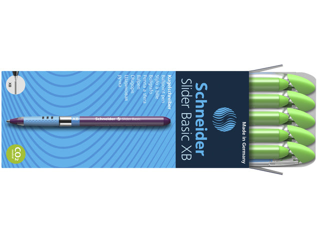 Balpen Schneider Slider Basic XB 1,4mm kogelbreedte lichtgroen