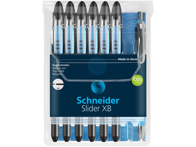 Balpen Schneider Slider Basic XB zwart 6st.+ 1x slider Rave zwart GRATIS in etui