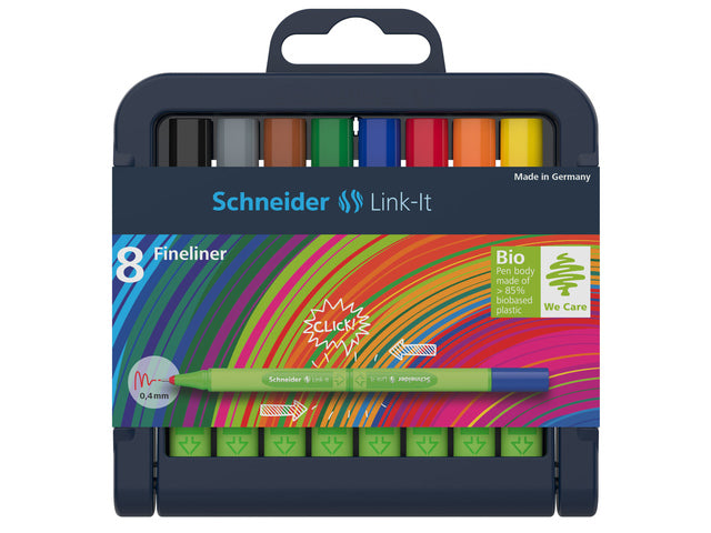 Fineliner Schneider Link-It 0,4mm assorti 8 stuks