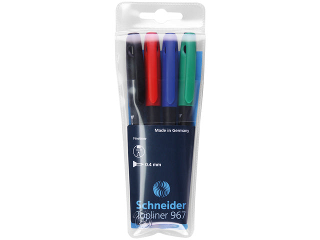 Fineliner Schneider Topliner 967 0,4mm Etui mit 4 Stück sortiert
