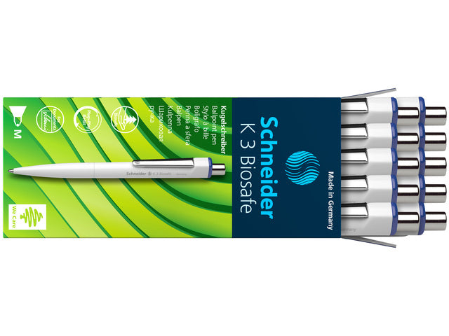 Balpen Schneider K3 Biosafe M weiß/blauw