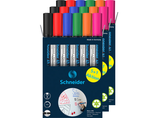 Boardmarker Schneider Maxx 290 assorti 3x doos 5+1 gratis