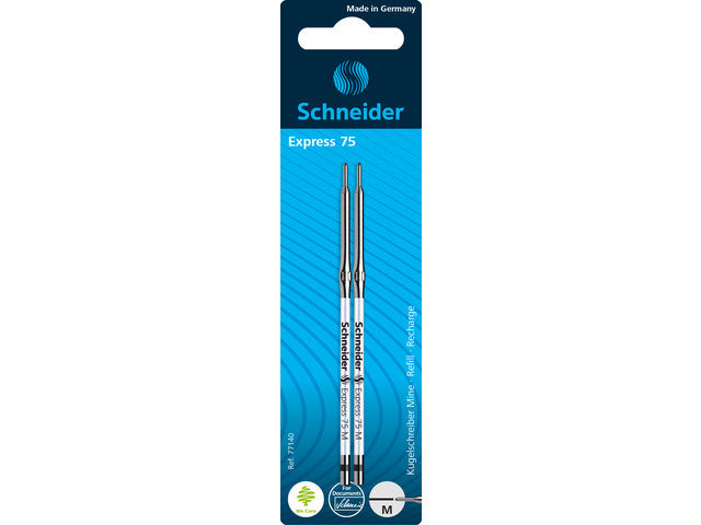 Balpenvulling Schneider Express 75 M 2 stuks op blister zwart