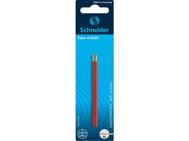 Balpenvulling Schneider Take 4, 2 stuks rood